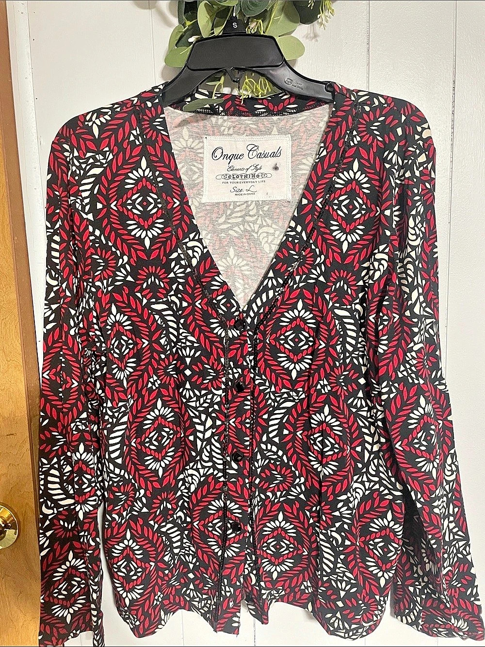 Onque Casuals Geometric Print Cardigan Size Large